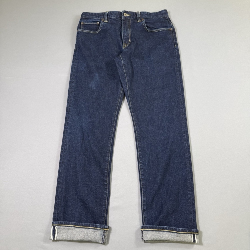 Best Made Co. Selvedge Denim Jeans Mens 33x32 Blue Raw Straight Leg Stretch EUC‎
